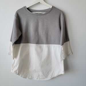 COS Sweatshirt with Shirt Hem womens size xs  Oversized Colorblock  3/4 sleeve